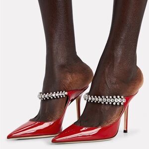 New Jimmy Choo Bing 100 Embellished High Heel Mules $1,095 37.5